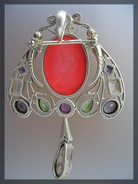 Coral Amethyst peridot Citrine Pearl Sterling Silver Pi