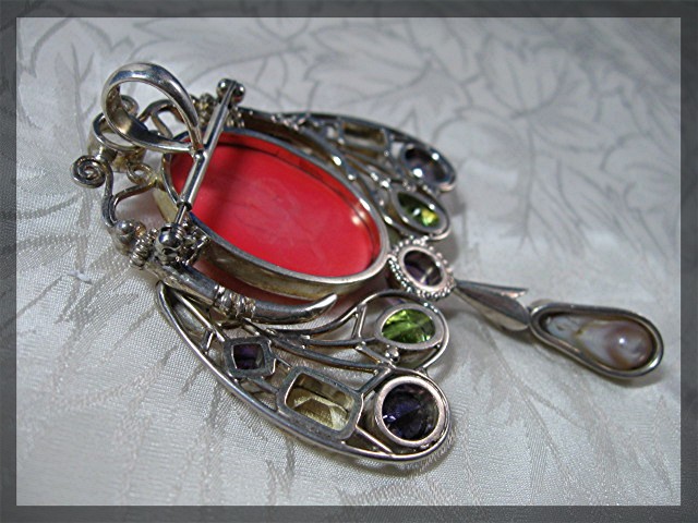 Coral Amethyst peridot Citrine Pearl Sterling Silver Pi