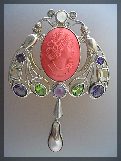 Coral Amethyst peridot Citrine Pearl Sterling Silver Pi