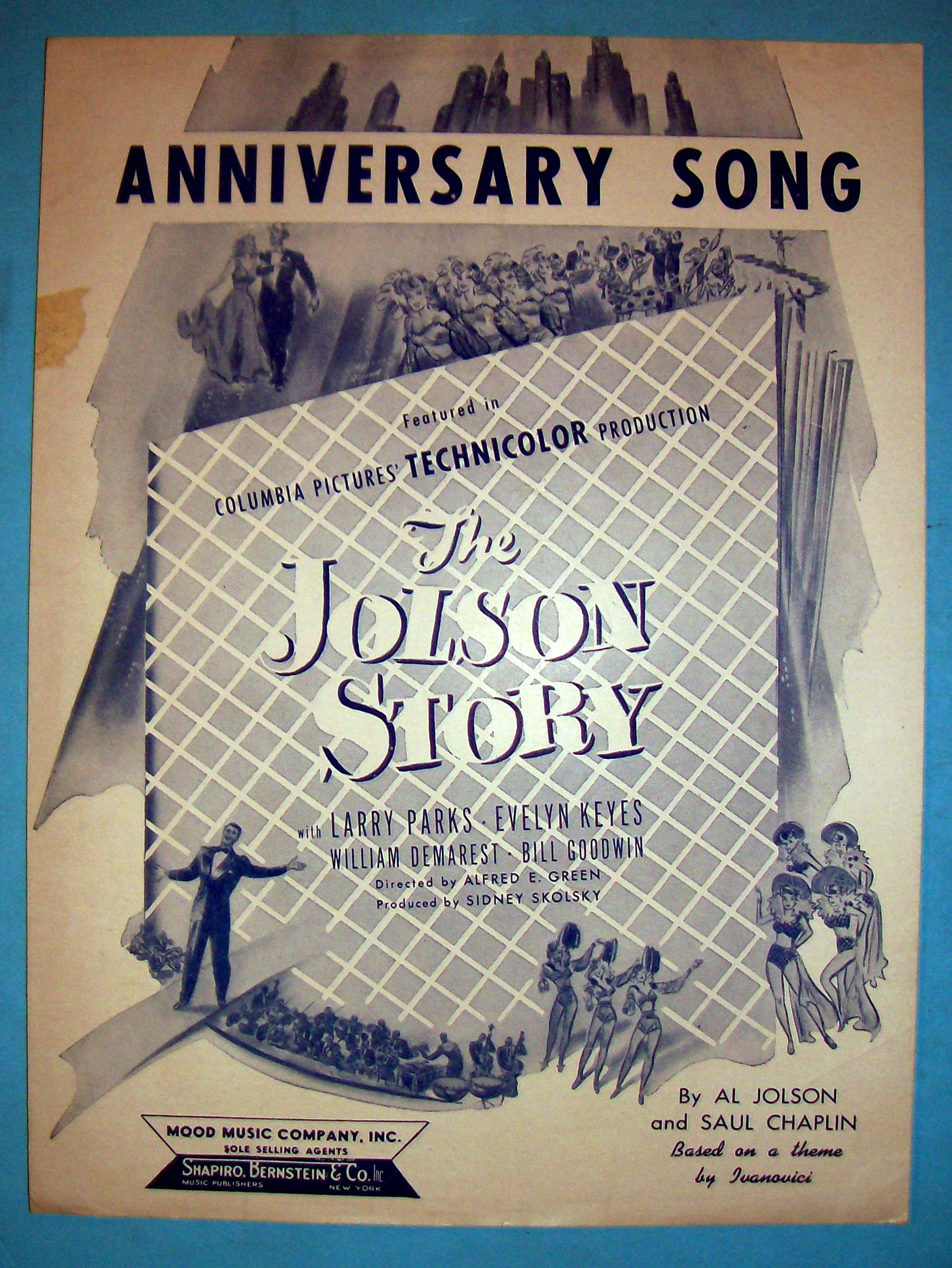 Sheet Music For 1946 Anniversary Song-The Jolson Story