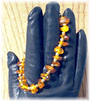 8 Inch Golden Amber Nugget Bead Bracelet.