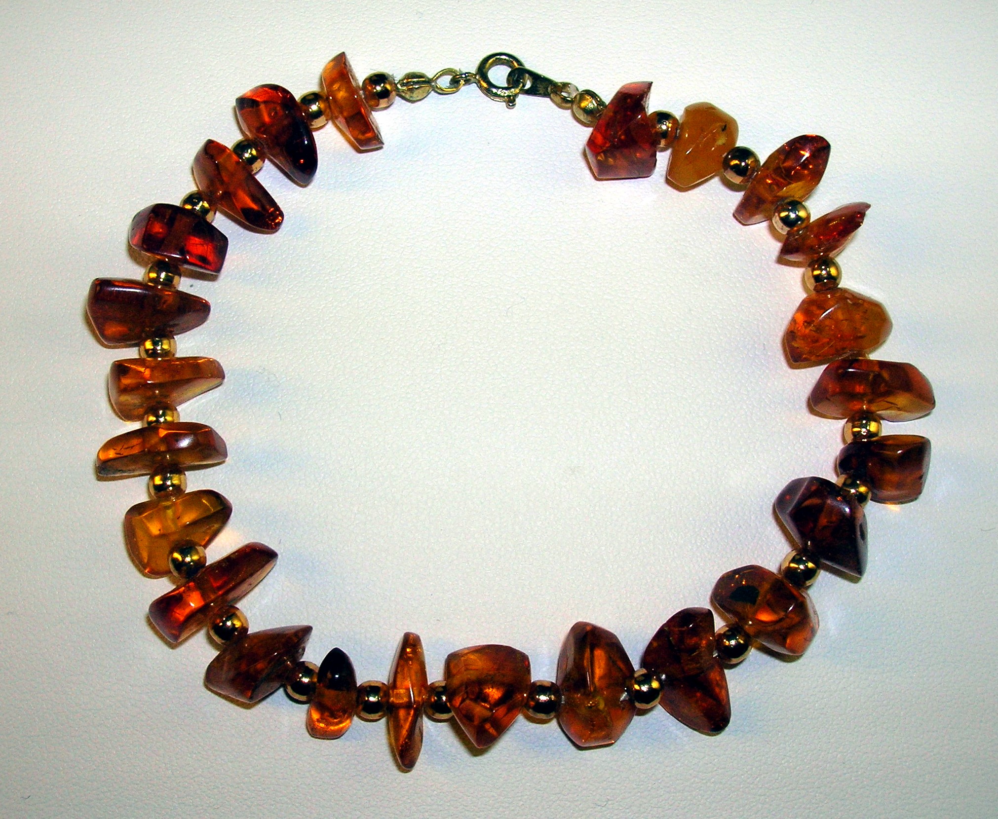 8 Inch Golden Amber Nugget Bead Bracelet.
