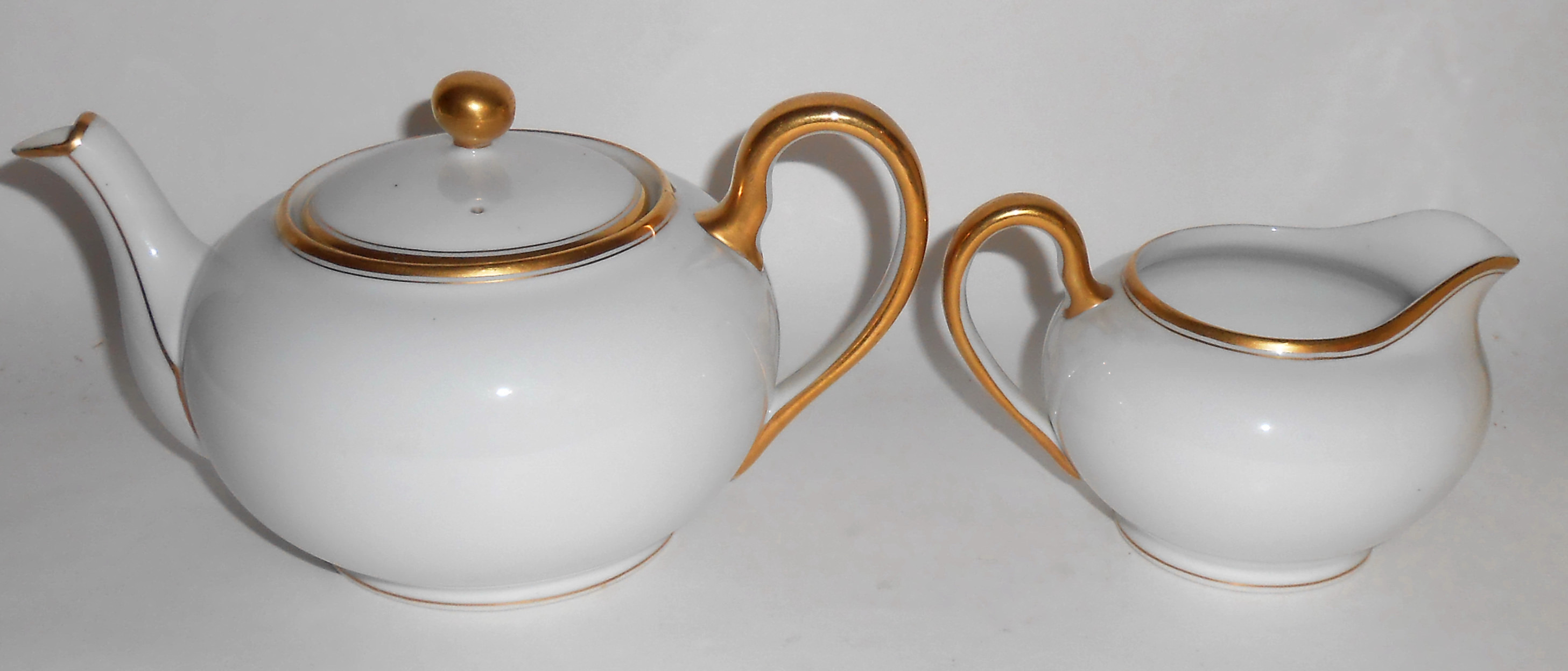 Nippon China Individual Teapot & Creamer W/Gold Band!