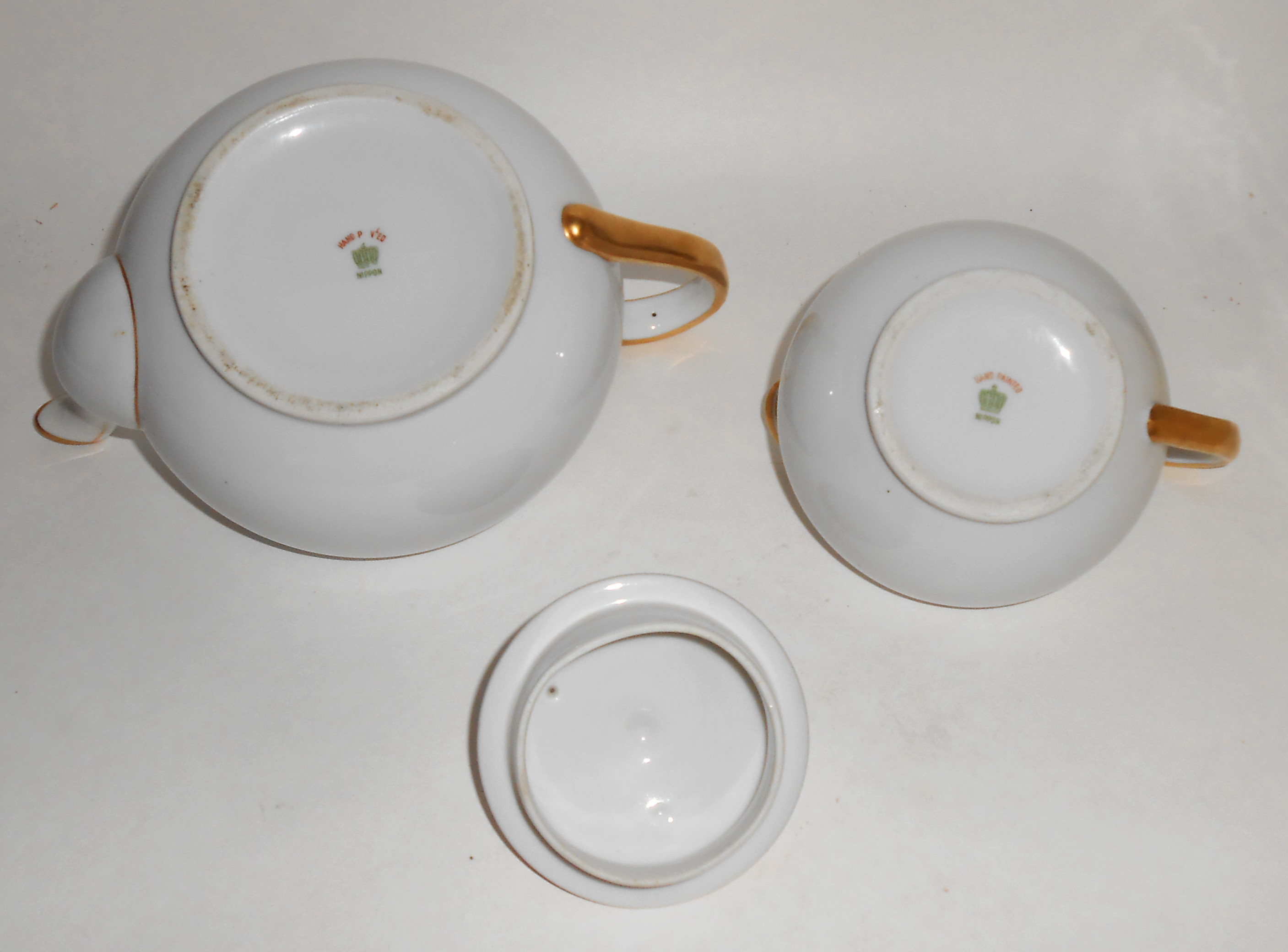 Nippon China Individual Teapot & Creamer W/Gold Band!
