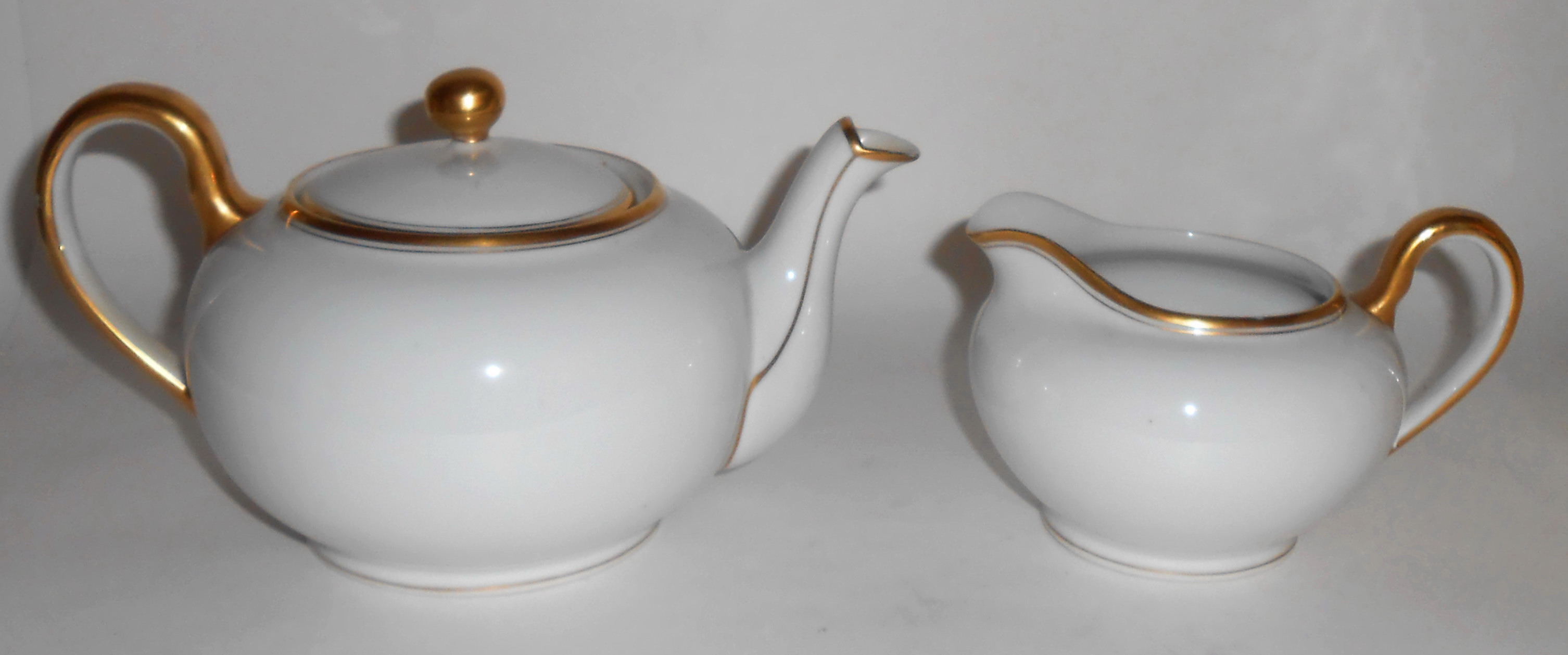 Nippon China Individual Teapot & Creamer W/Gold Band!