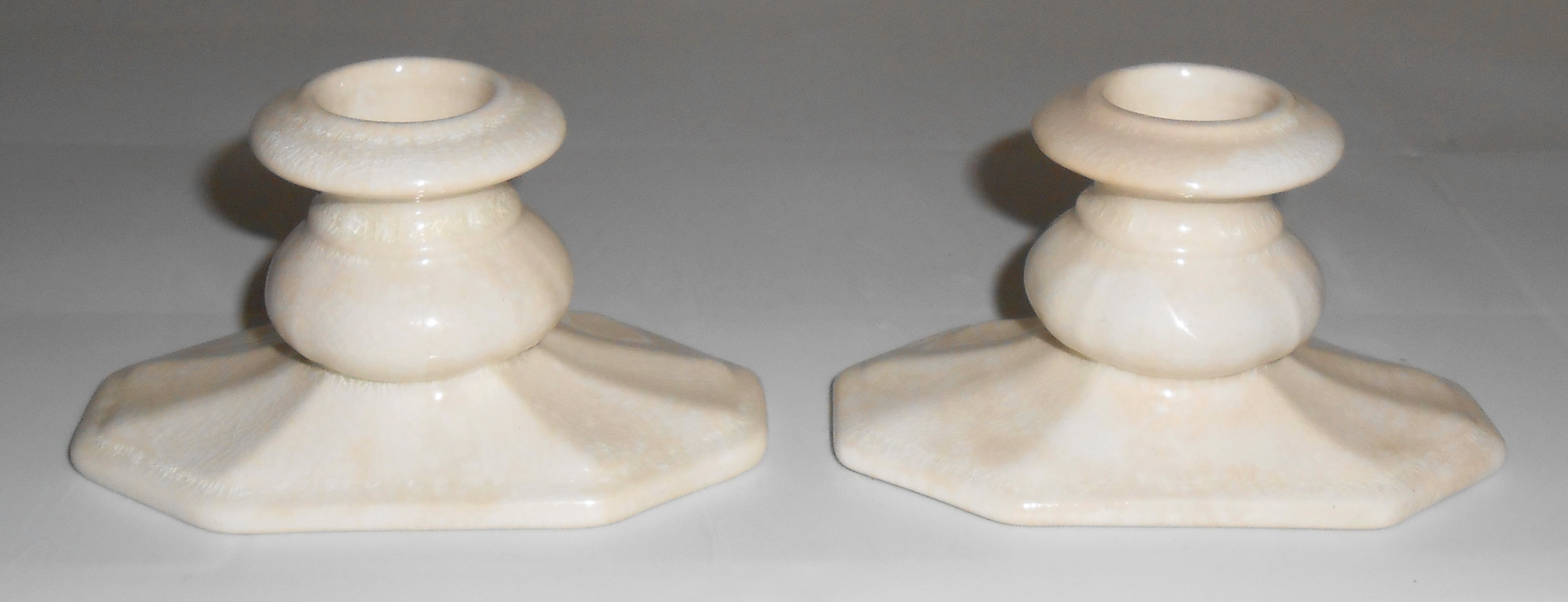 Cowan Pottery Pair Gloss White Candlstick Holders!