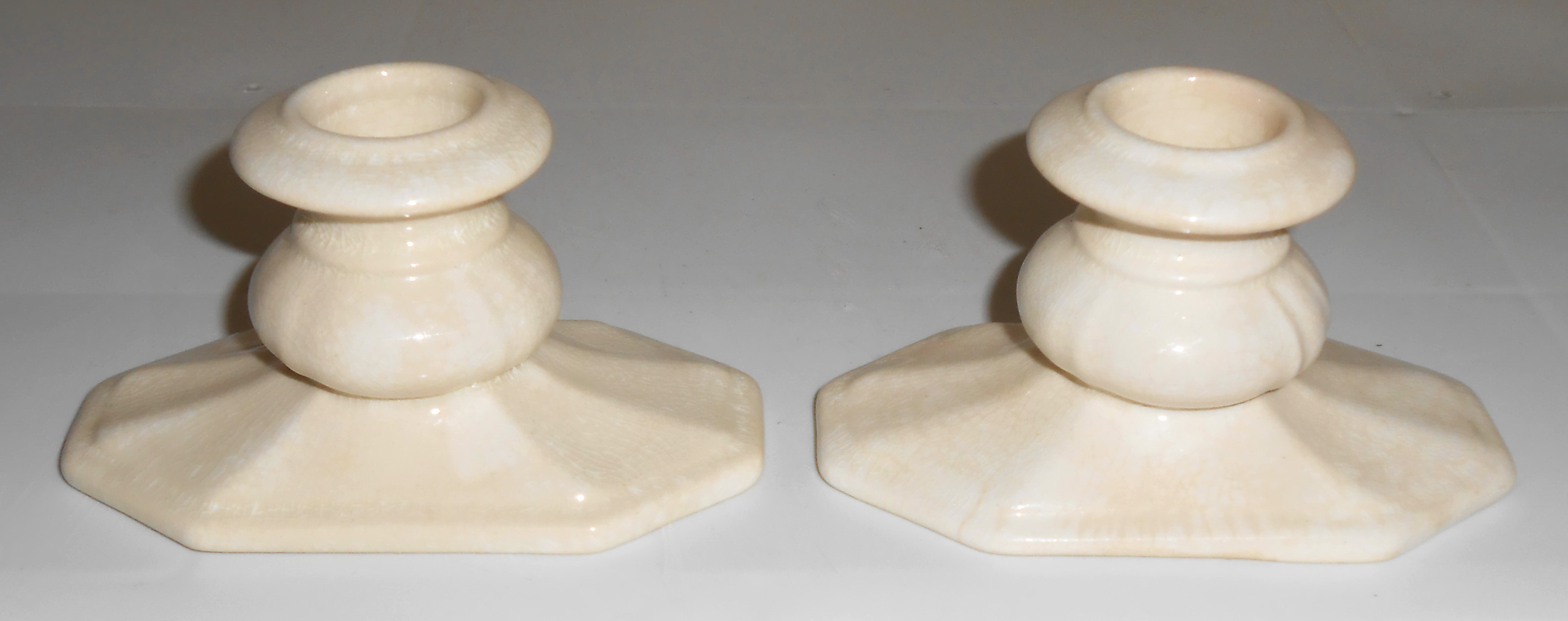 Cowan Pottery Pair Gloss White Candlstick Holders!