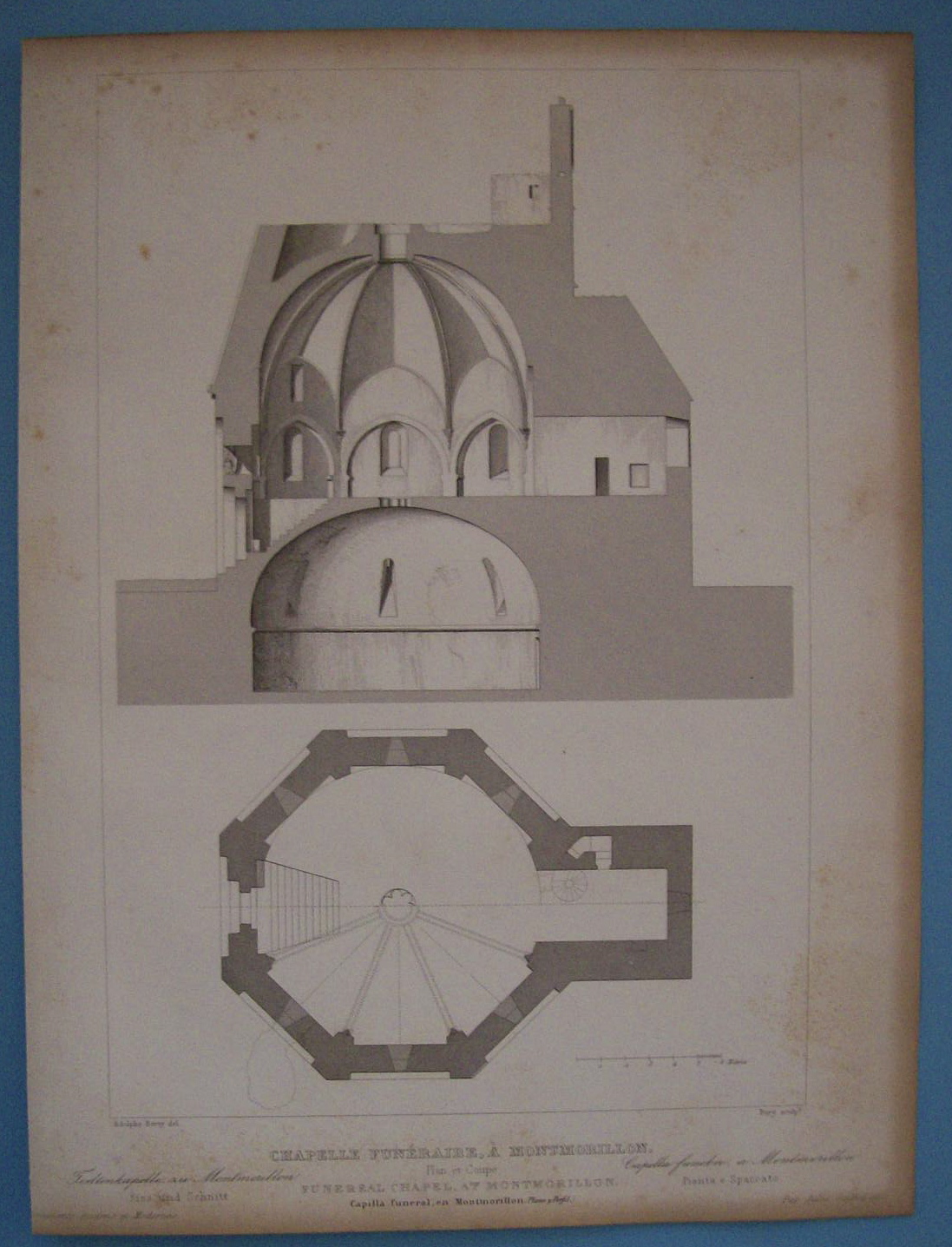 Chapelle Funeraire, A Montmorillon  (1852 Lithograph)