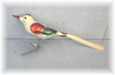 Christmas Bird Antique Handblown GlassSilver Red Green