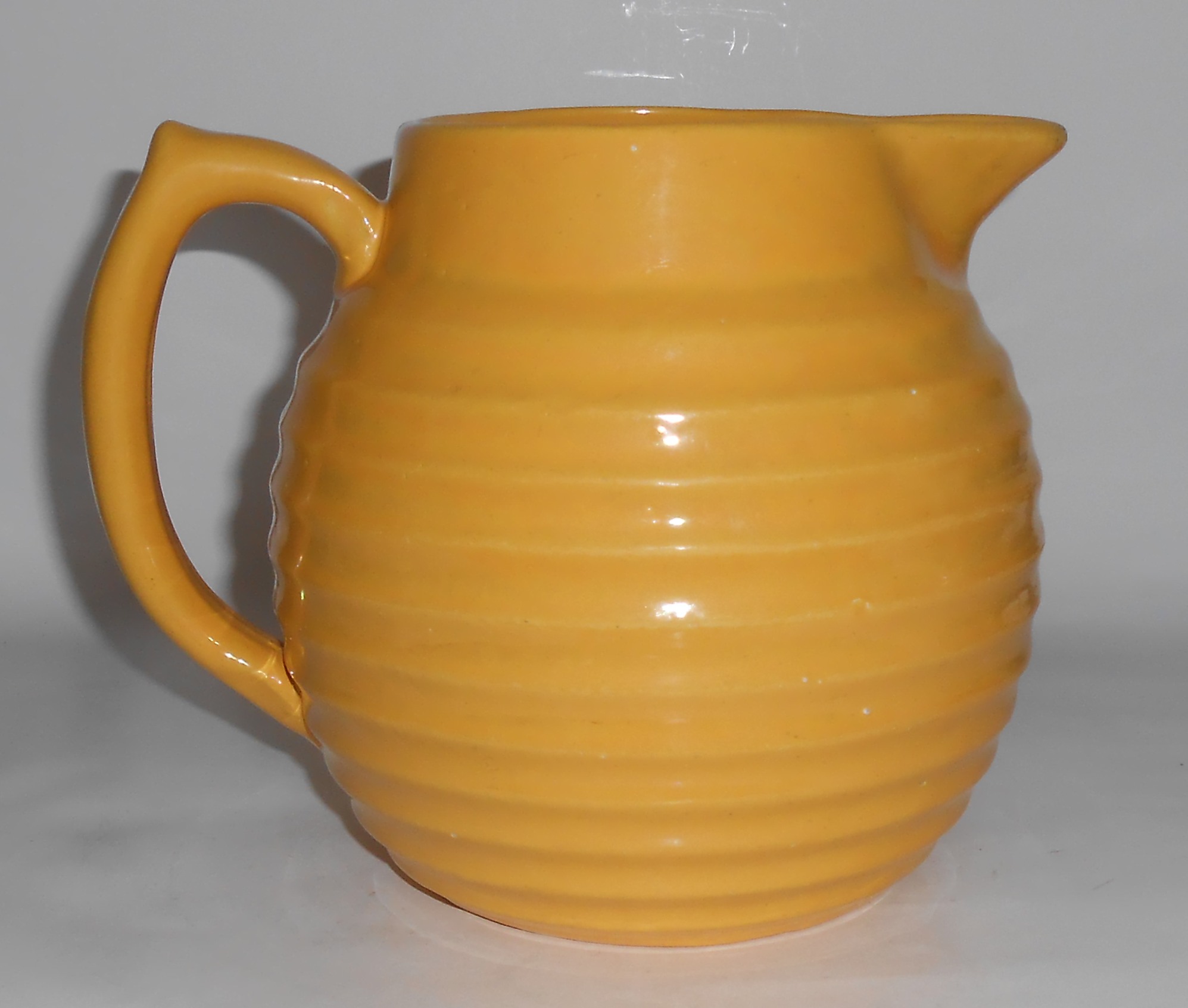 Bauer Pottery Ring Ware Yellow2 Qt Pitcher!