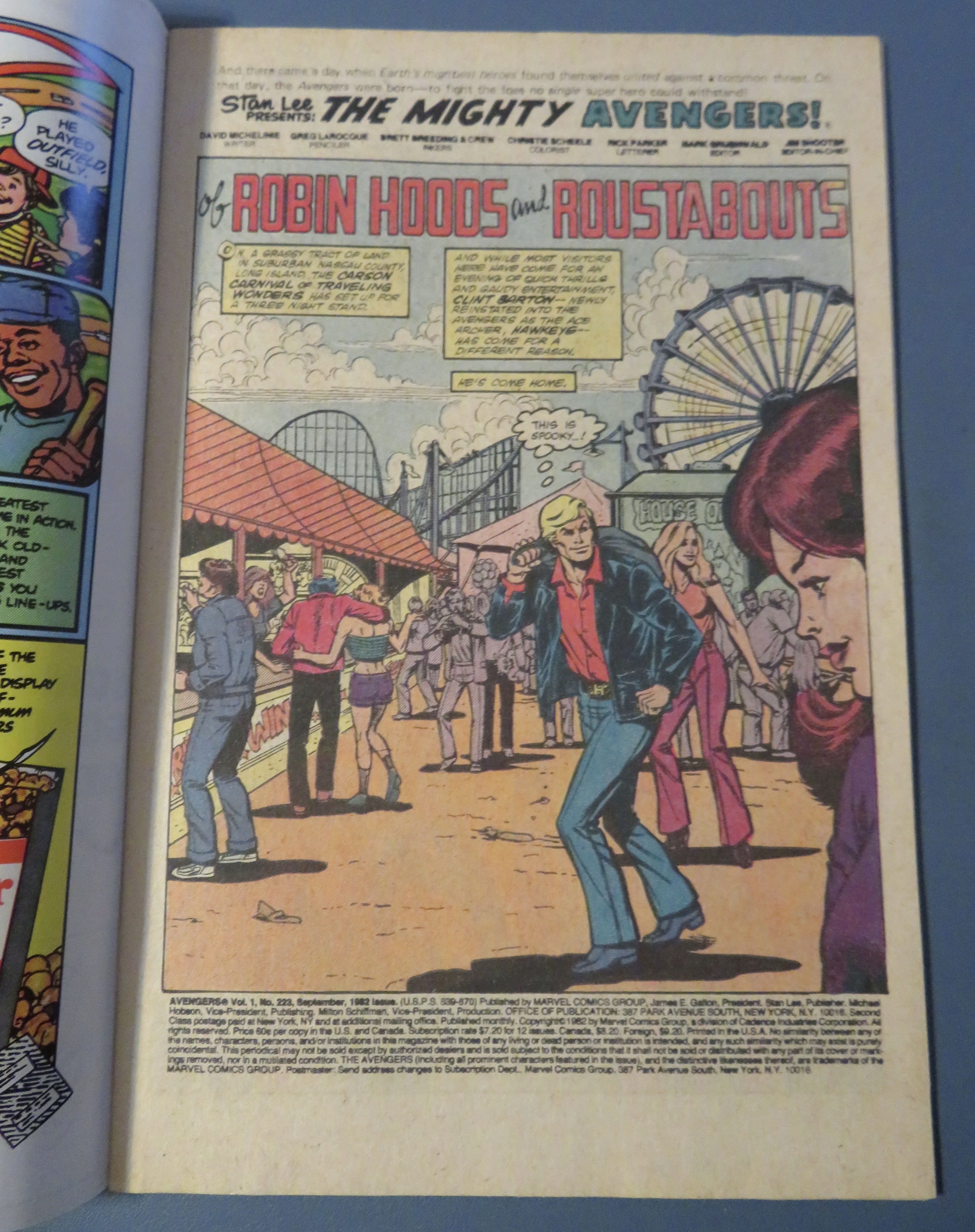 Avengers Comic September 1987 Robin Hoods & Roustabouts