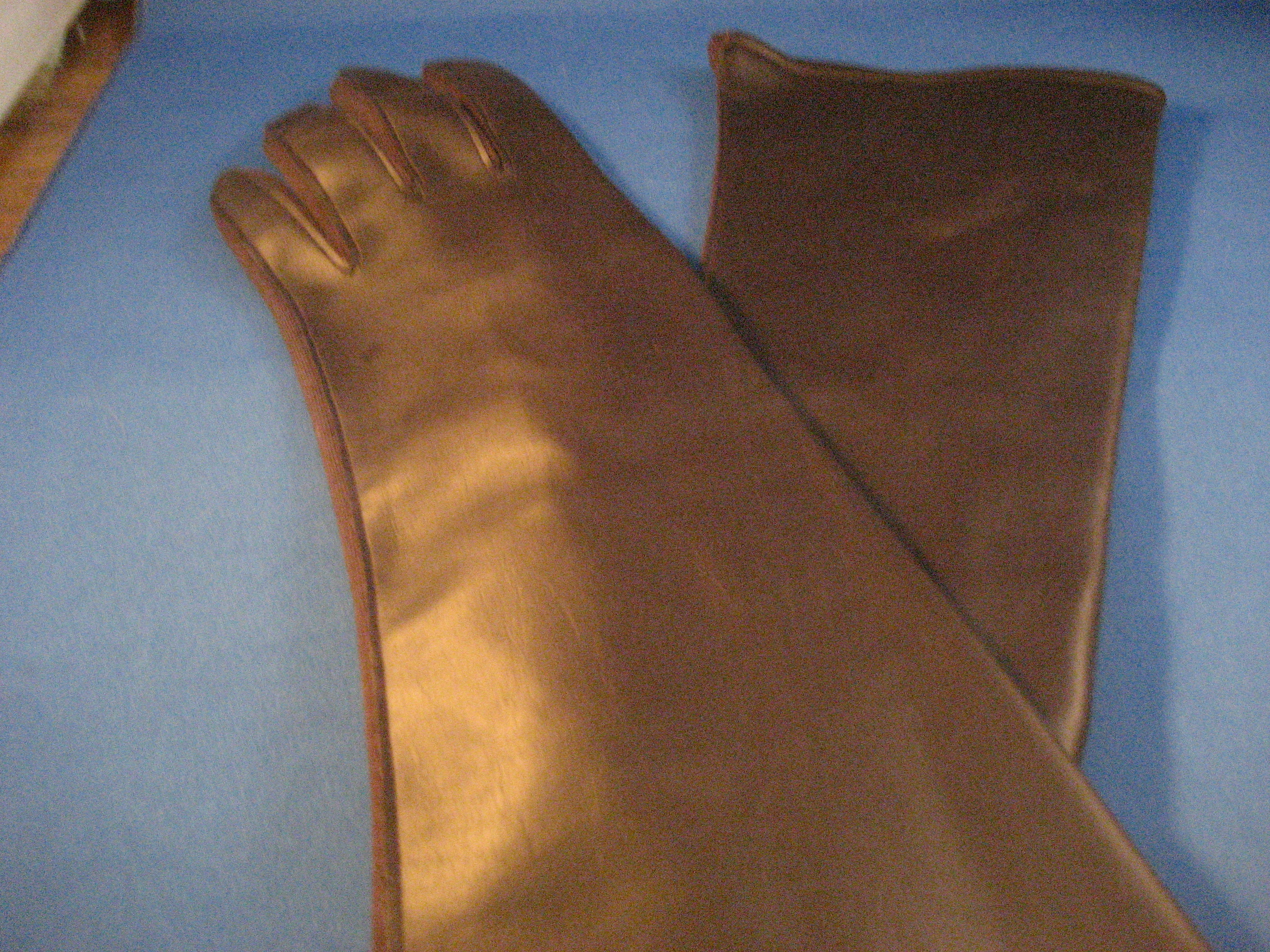 Long Brown Leather Gloves