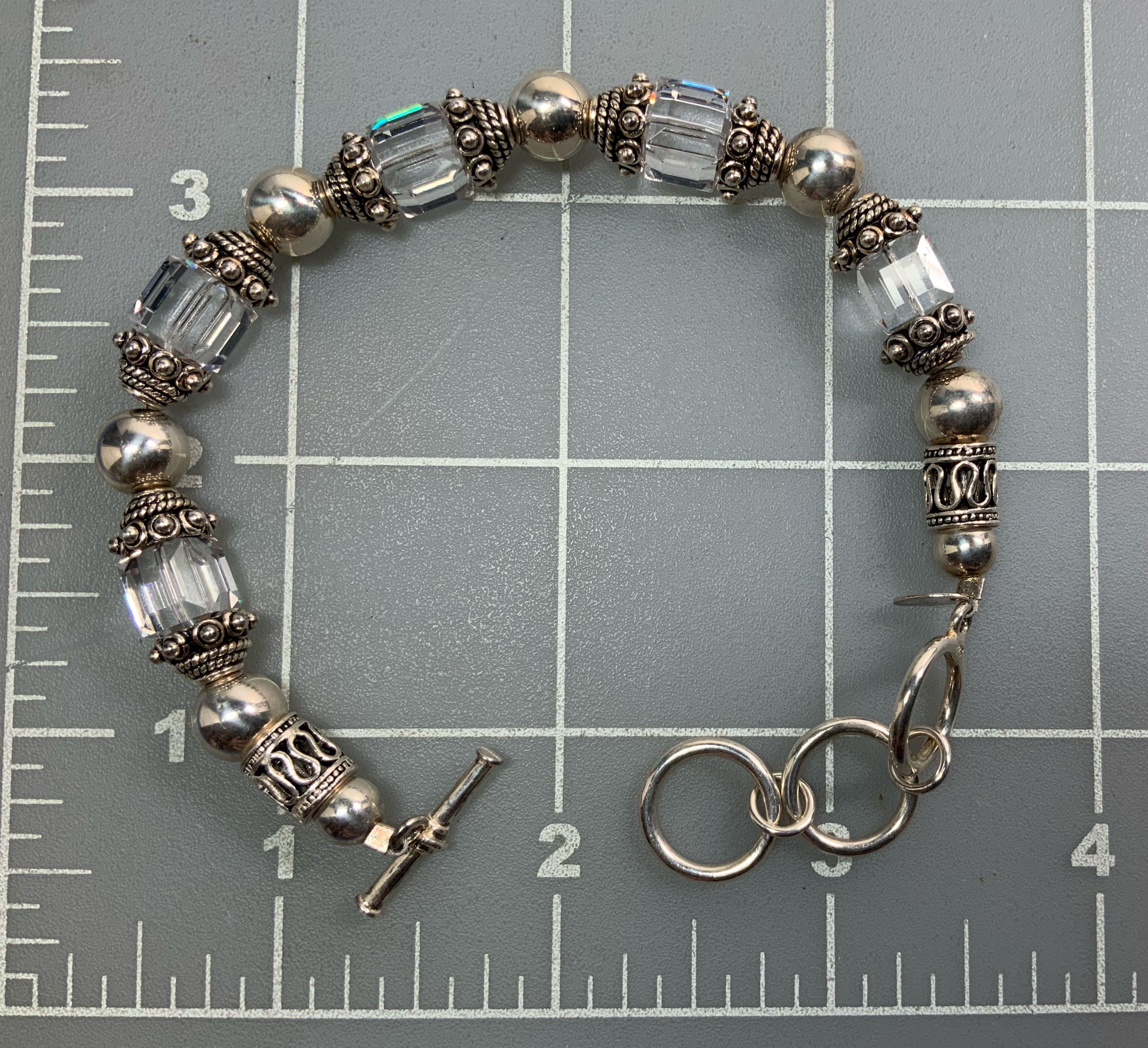 Silpada Sterling Silver Crystal Toggle Bracelet 8 1/4