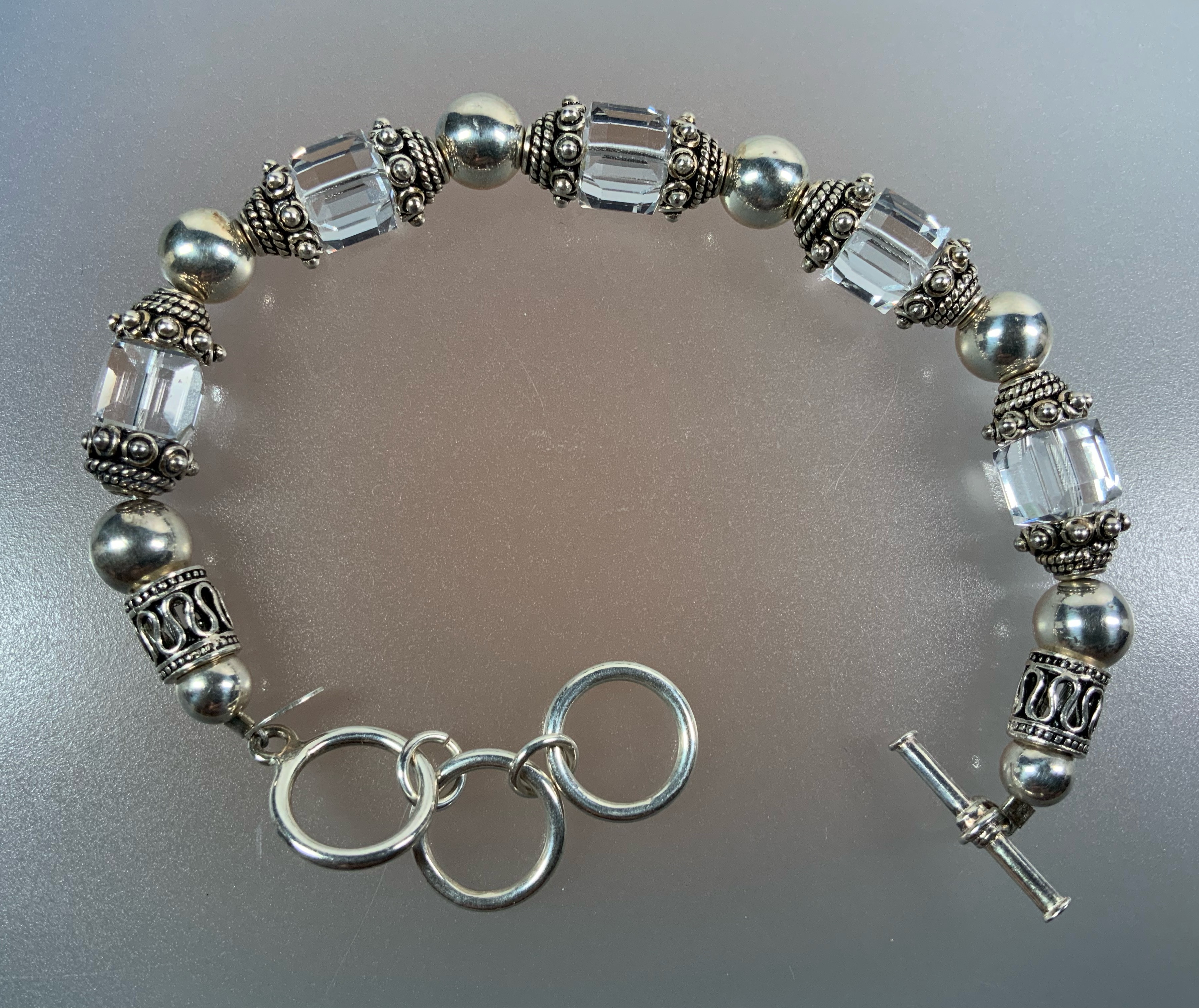 Silpada Sterling Silver Crystal Toggle Bracelet 8 1/4