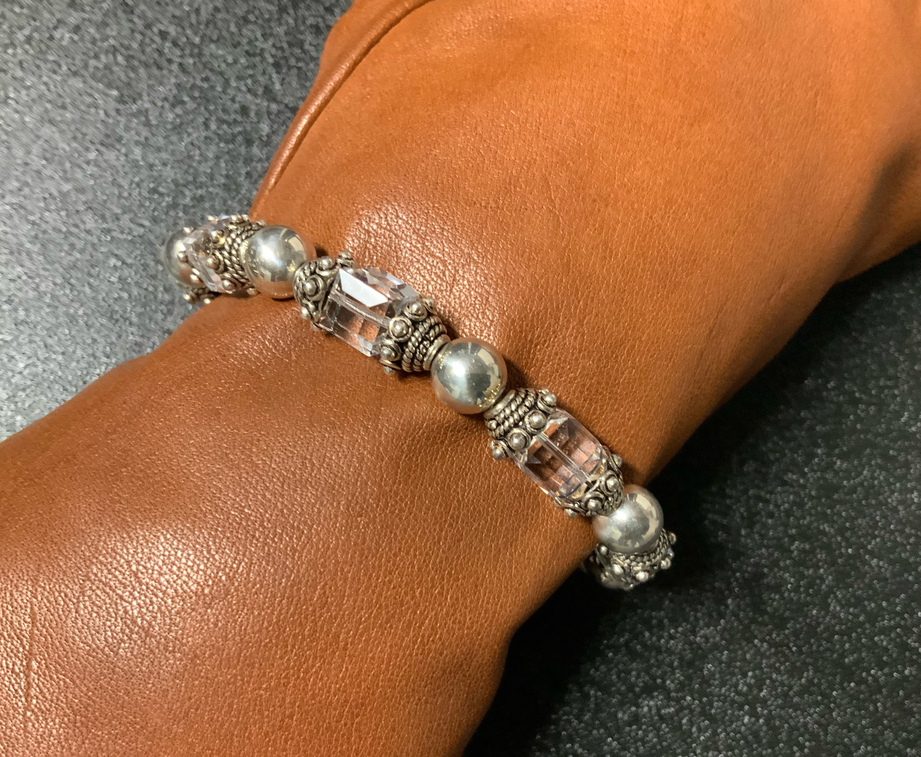 Silpada Sterling Silver Crystal Toggle Bracelet 8 1/4