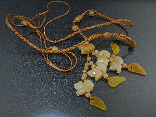 Jade Animals Gold Silk Necklace