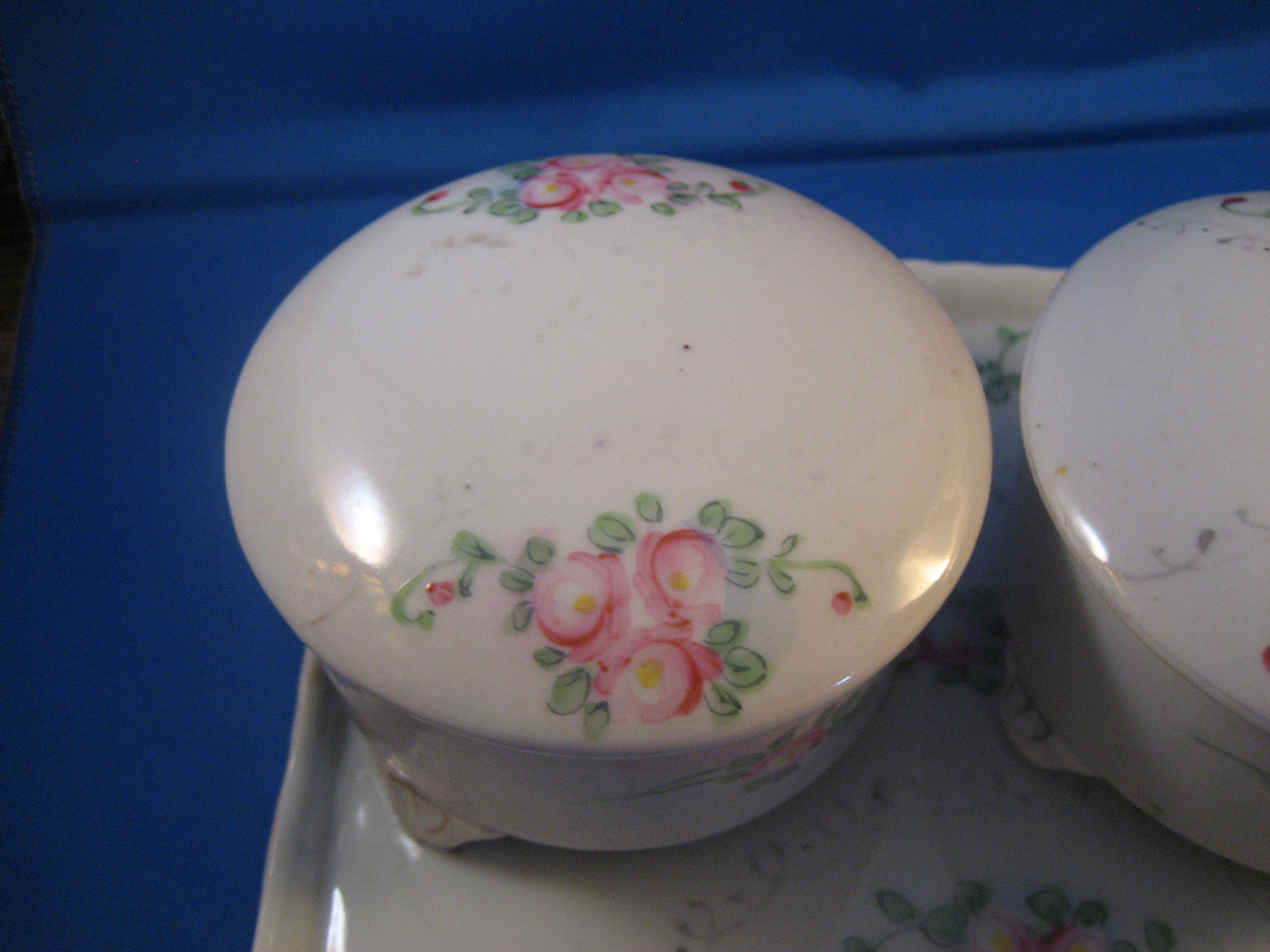 Nippon Ceramic Powder Jar and Hair Reciver with Tray