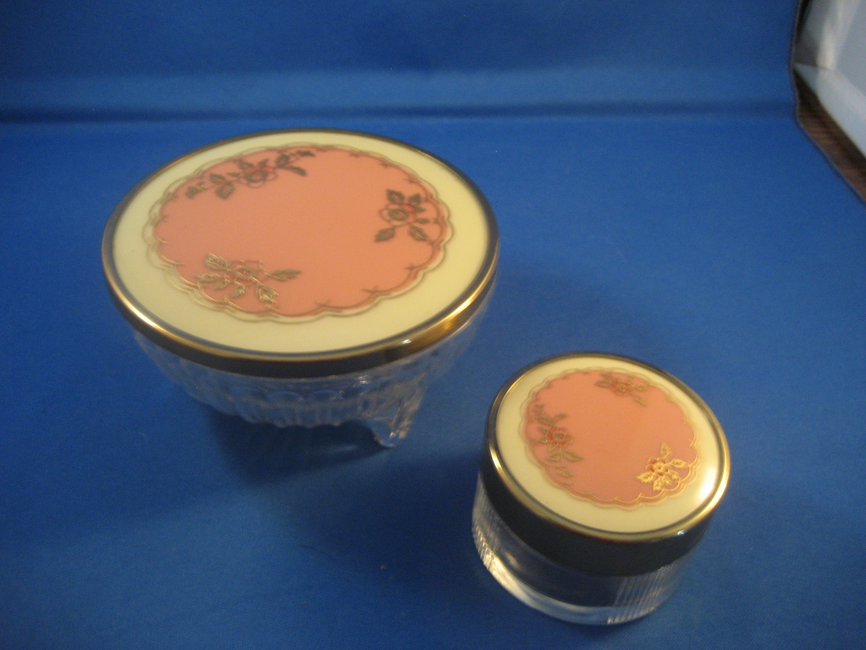 Footed Powder Jar and Matching Vanity Jar