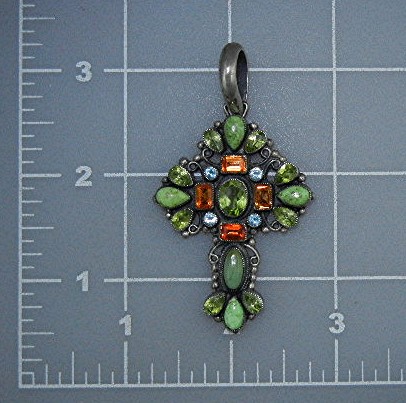 Leo Feeney Gemstone Sterling Silver Cross Pendant