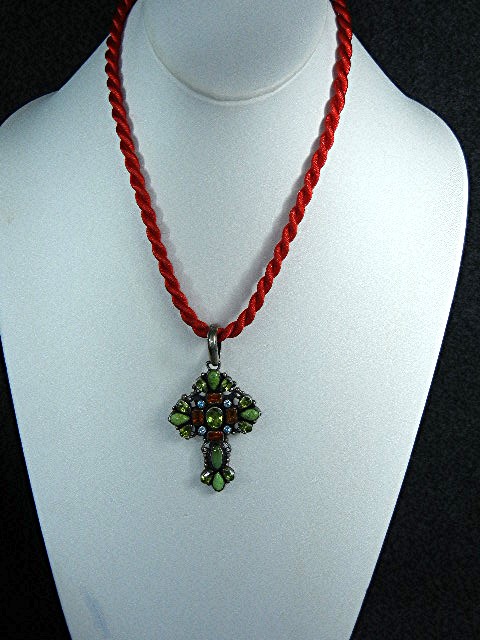 Leo Feeney Gemstone Sterling Silver Cross Pendant