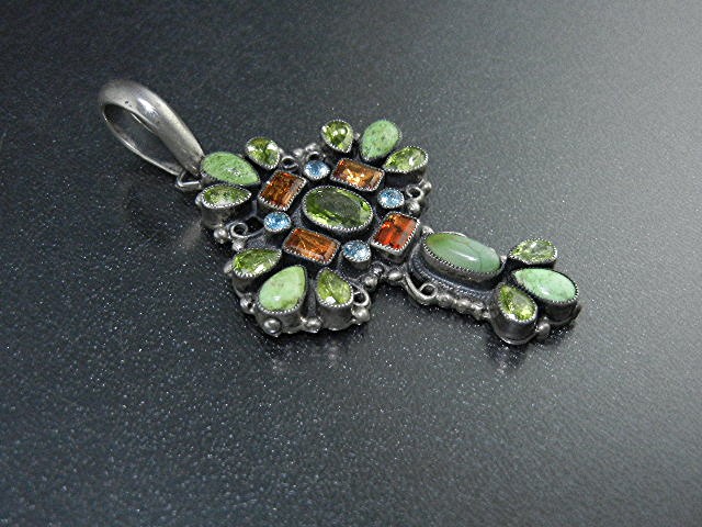 Leo Feeney Gemstone Sterling Silver Cross Pendant