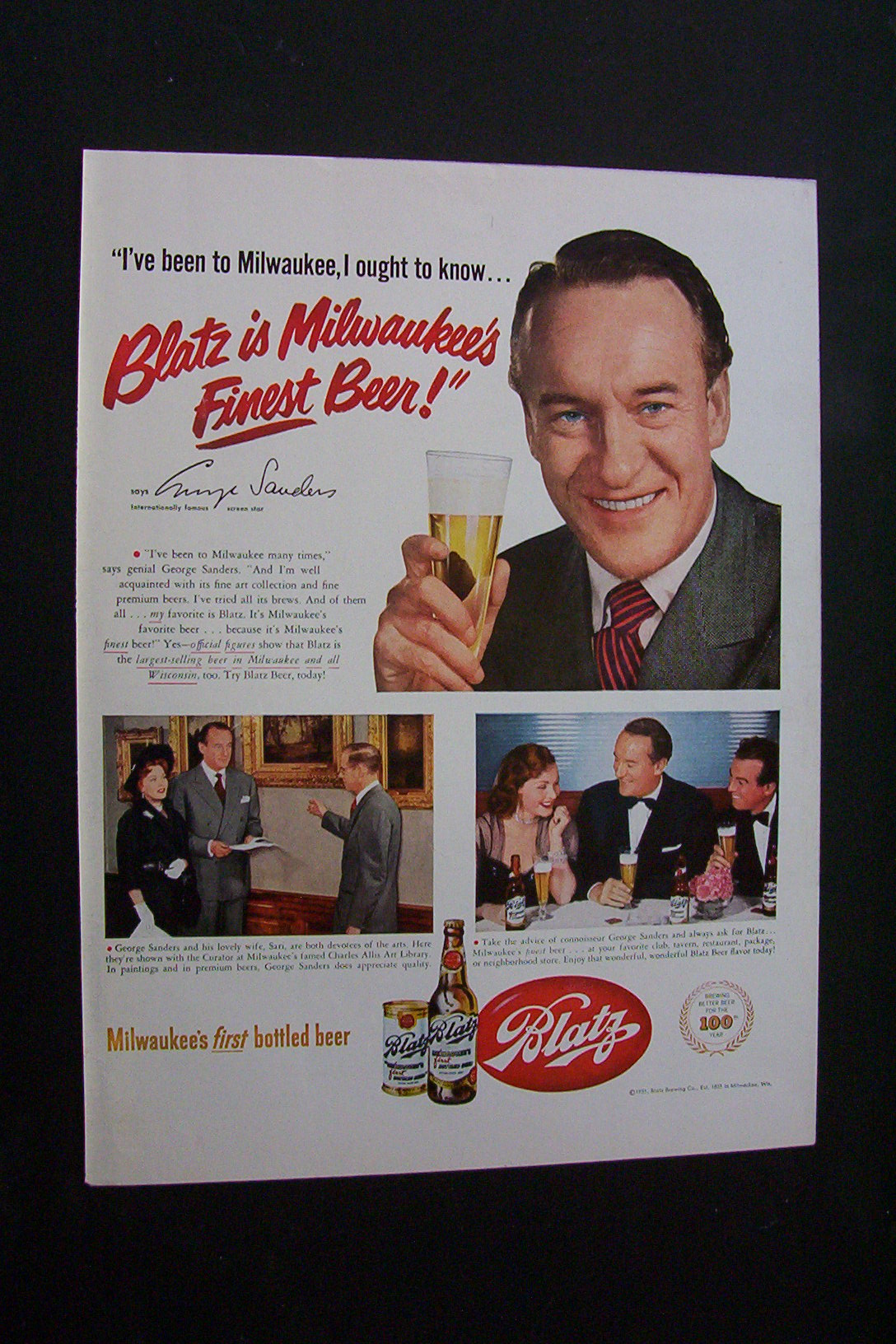 1951 Dual Ad: Blatz Beer & Lucky Strike Cigarettes