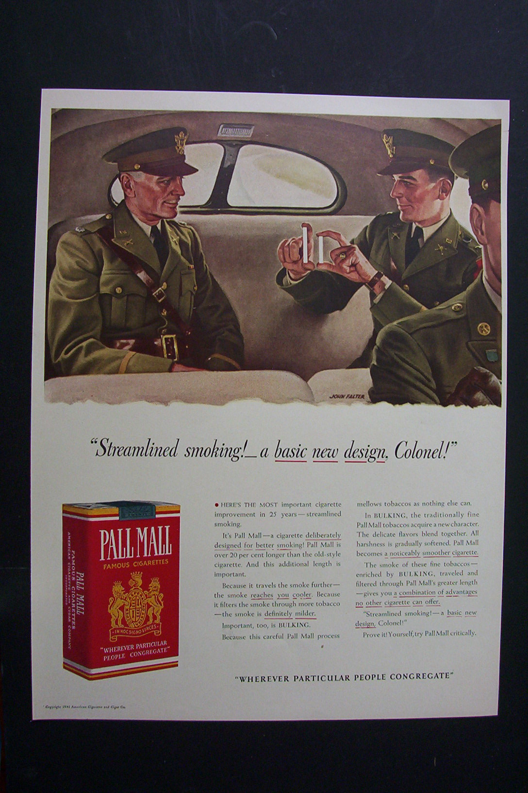 1941 Pall Mall Cigarettes w/ 2 Soldiers By John Falter