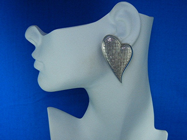 Sterling Silver Large Heart Clip Earrings