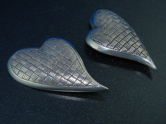 Sterling Silver Large Heart Clip Earrings