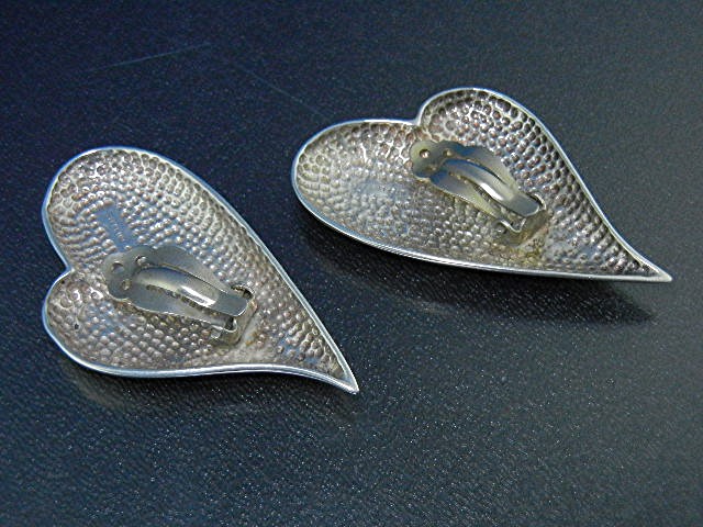 Sterling Silver Large Heart Clip Earrings