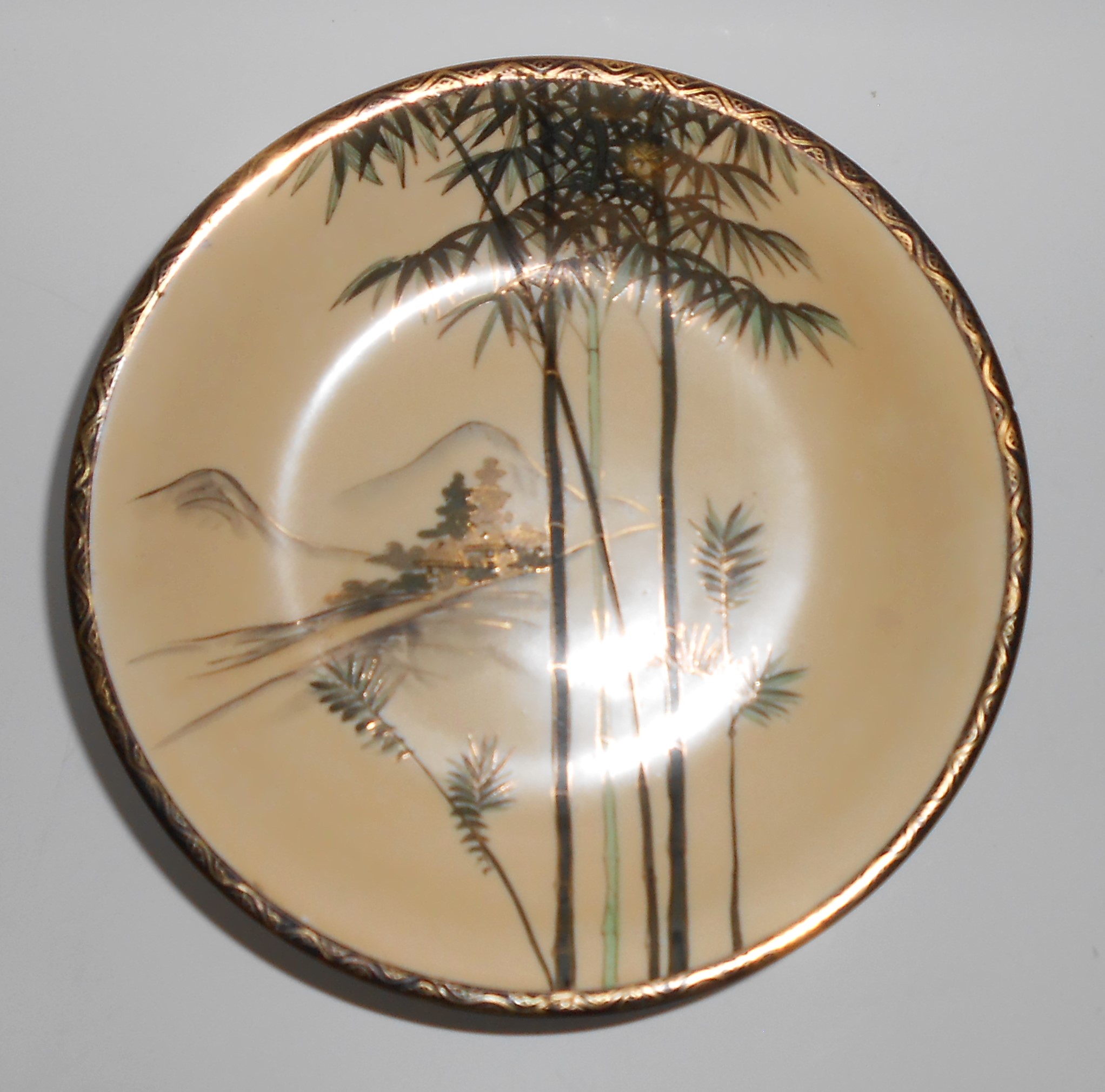 Nishida Japan Porcelain China 22k Yellow Black Bamboo T