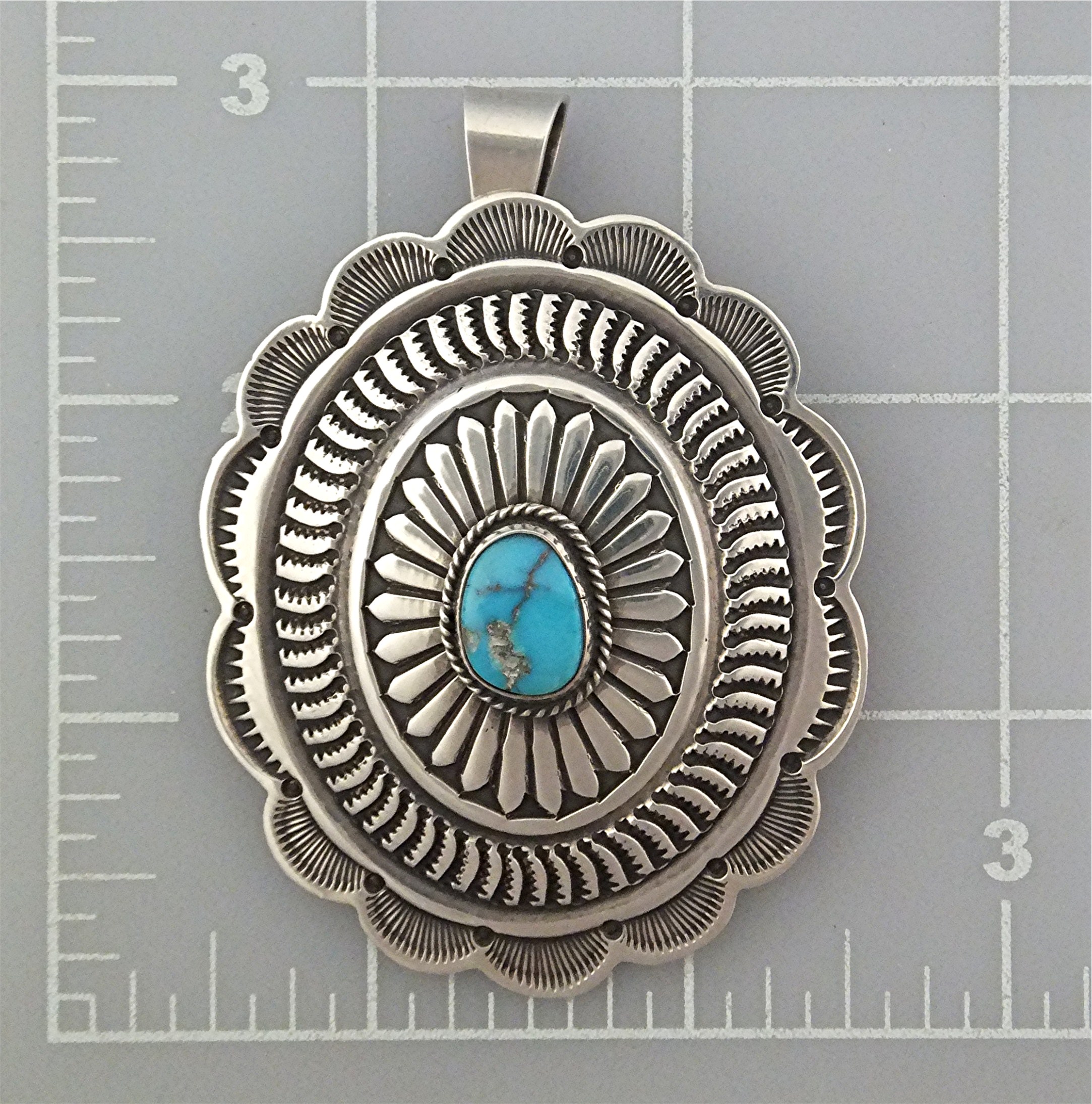 Navajo Sunshine Reeves Sterling Silver Turquoise Pendan