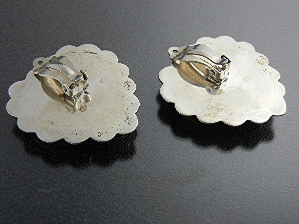 Navajo Charoite Sterling Silver Heart Clip Earrings