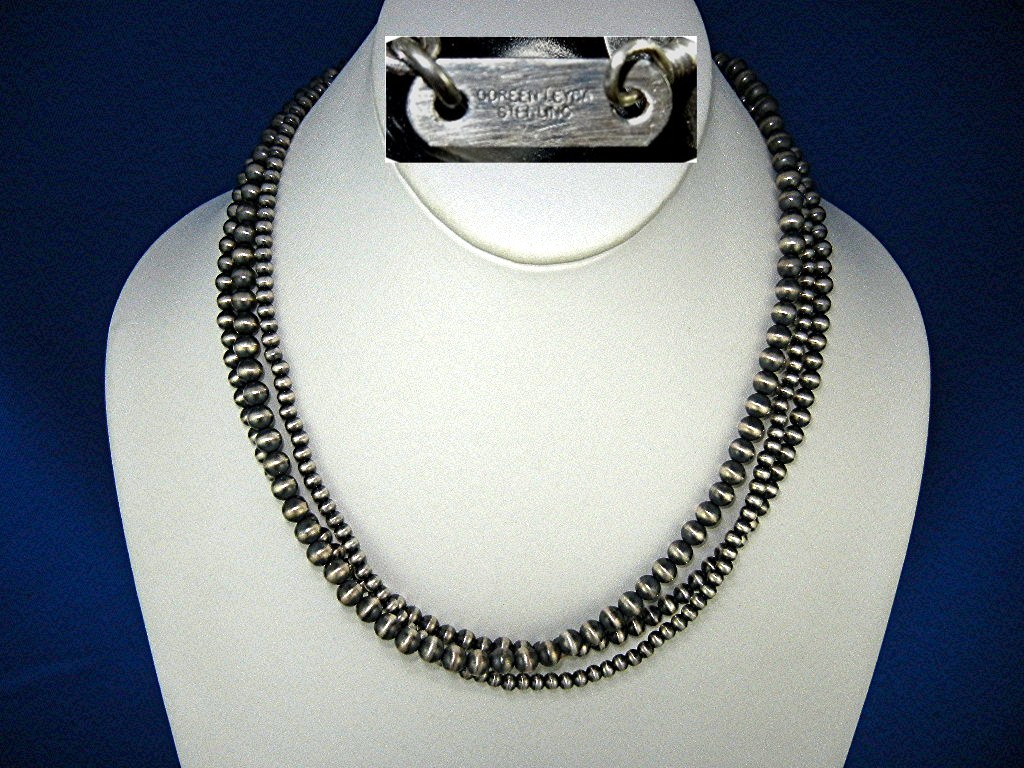 Navajo Pearls Sterling Silver 3 Strands Doreen Leyba