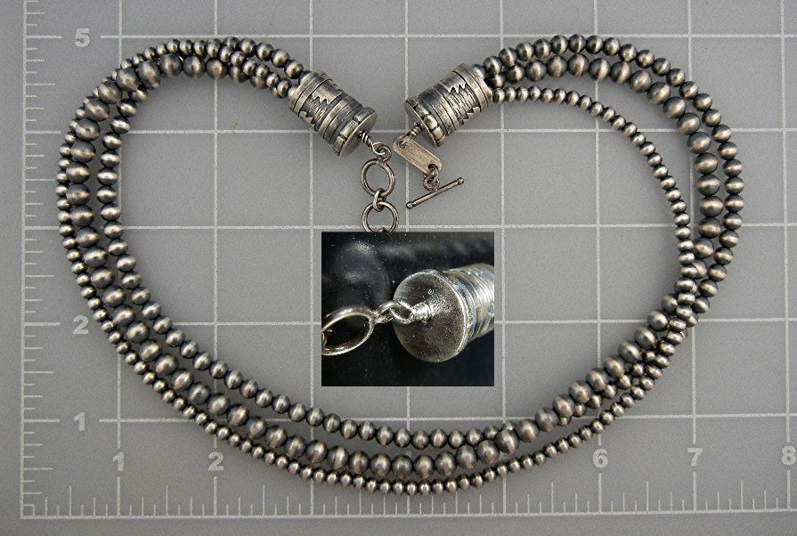 Navajo Pearls Sterling Silver 3 Strands Doreen Leyba
