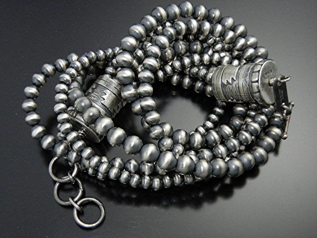 Navajo Pearls Sterling Silver 3 Strands Doreen Leyba
