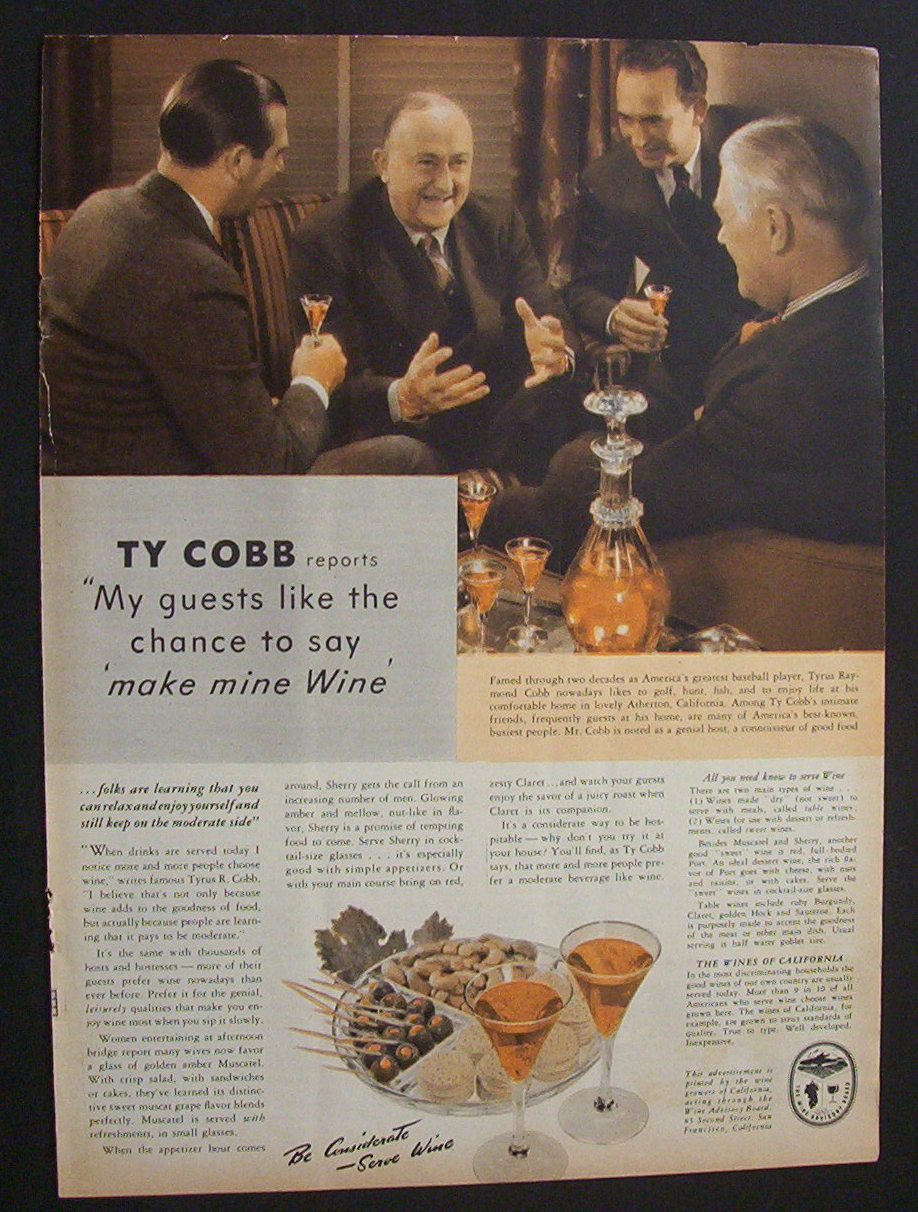 1940 Wine with Baseball's Ty Cobb