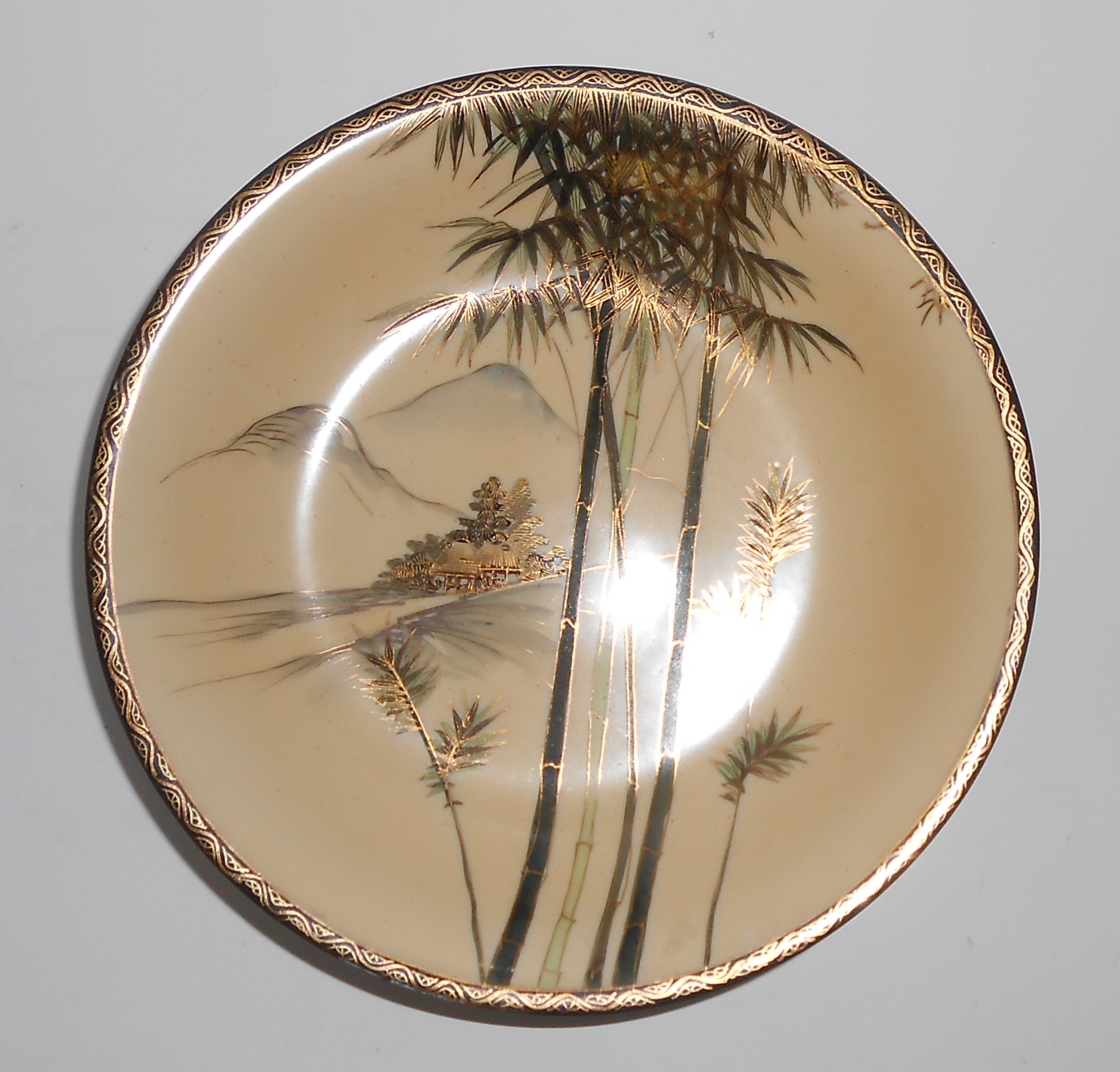 Nishida Japan Porcelain China 22k Yellow Black Bamboo C