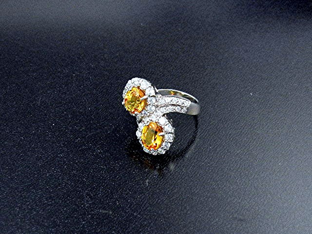 Ring Citrine Whte Sapphires Sterling Silver