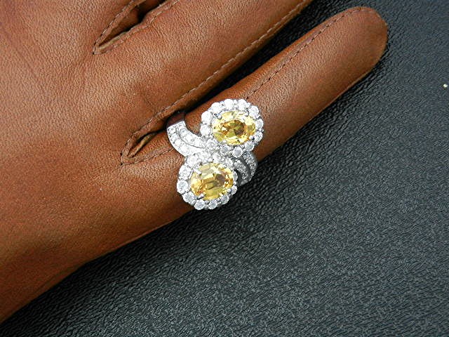 Ring Citrine Whte Sapphires Sterling Silver