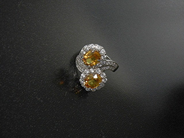 Ring Citrine Whte Sapphires Sterling Silver