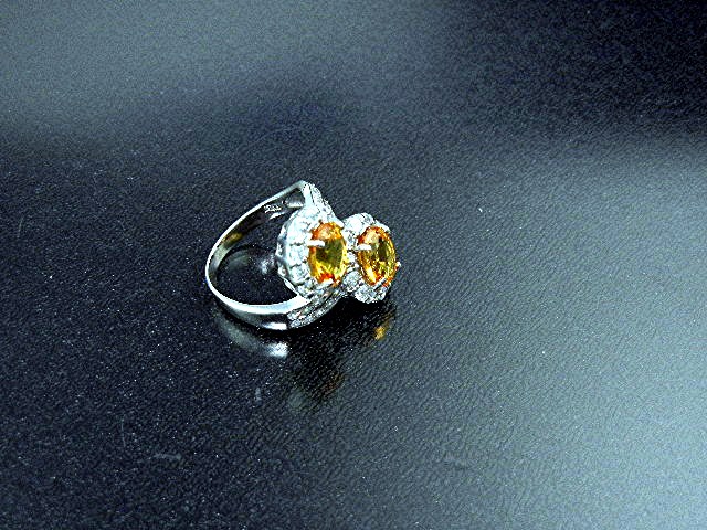 Ring Citrine Whte Sapphires Sterling Silver
