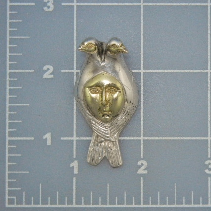 14K Gold Sterling Silver Sergio Bustamonte Brooch