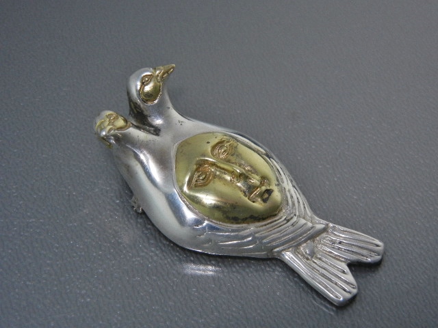 14K Gold Sterling Silver Sergio Bustamonte Brooch