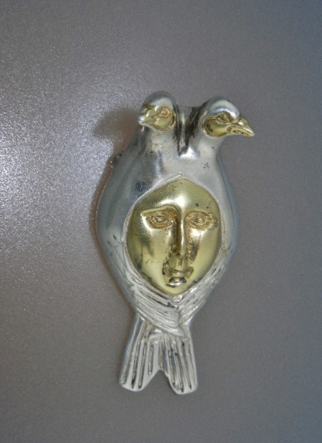 14K Gold Sterling Silver Sergio Bustamonte Brooch