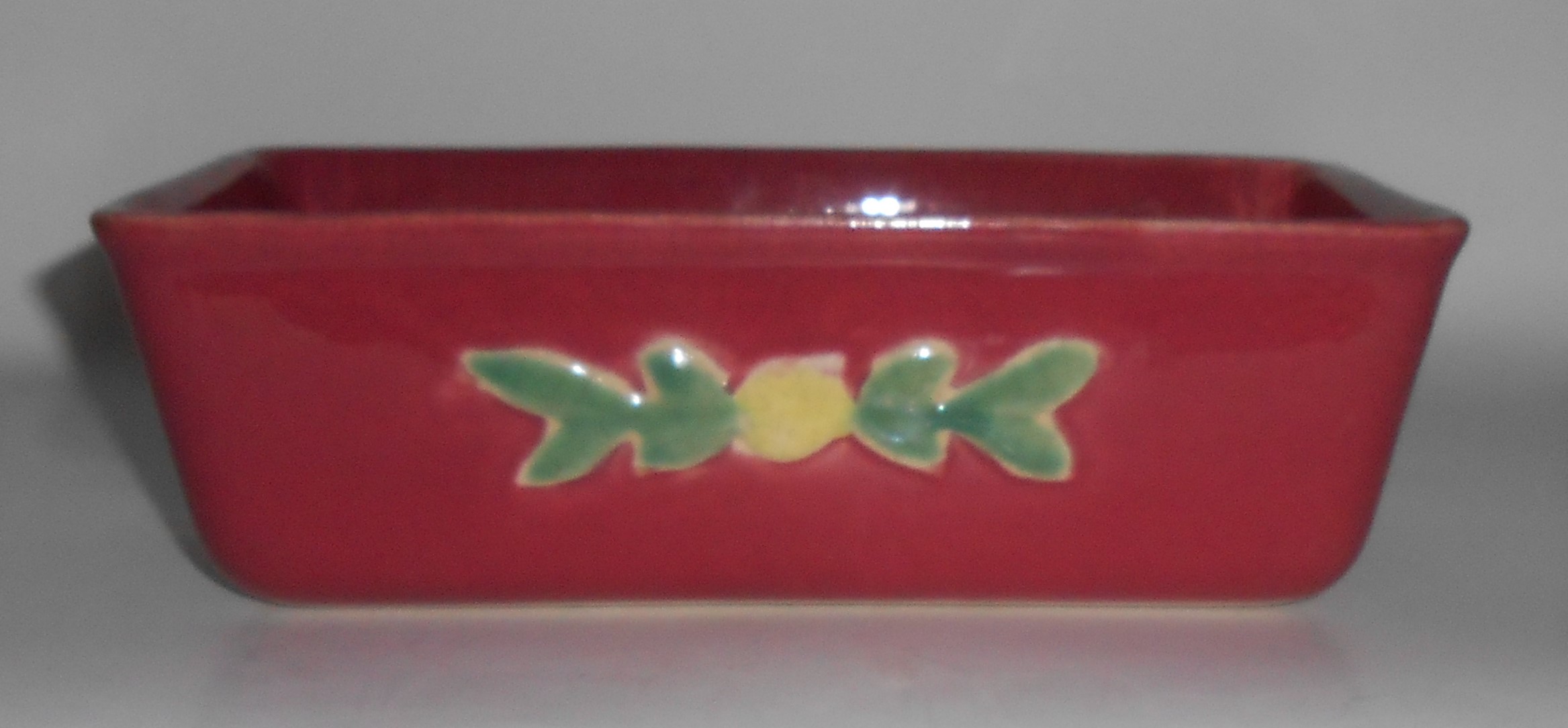 Coors Pottery Rosebud Red Loaf Pan #2