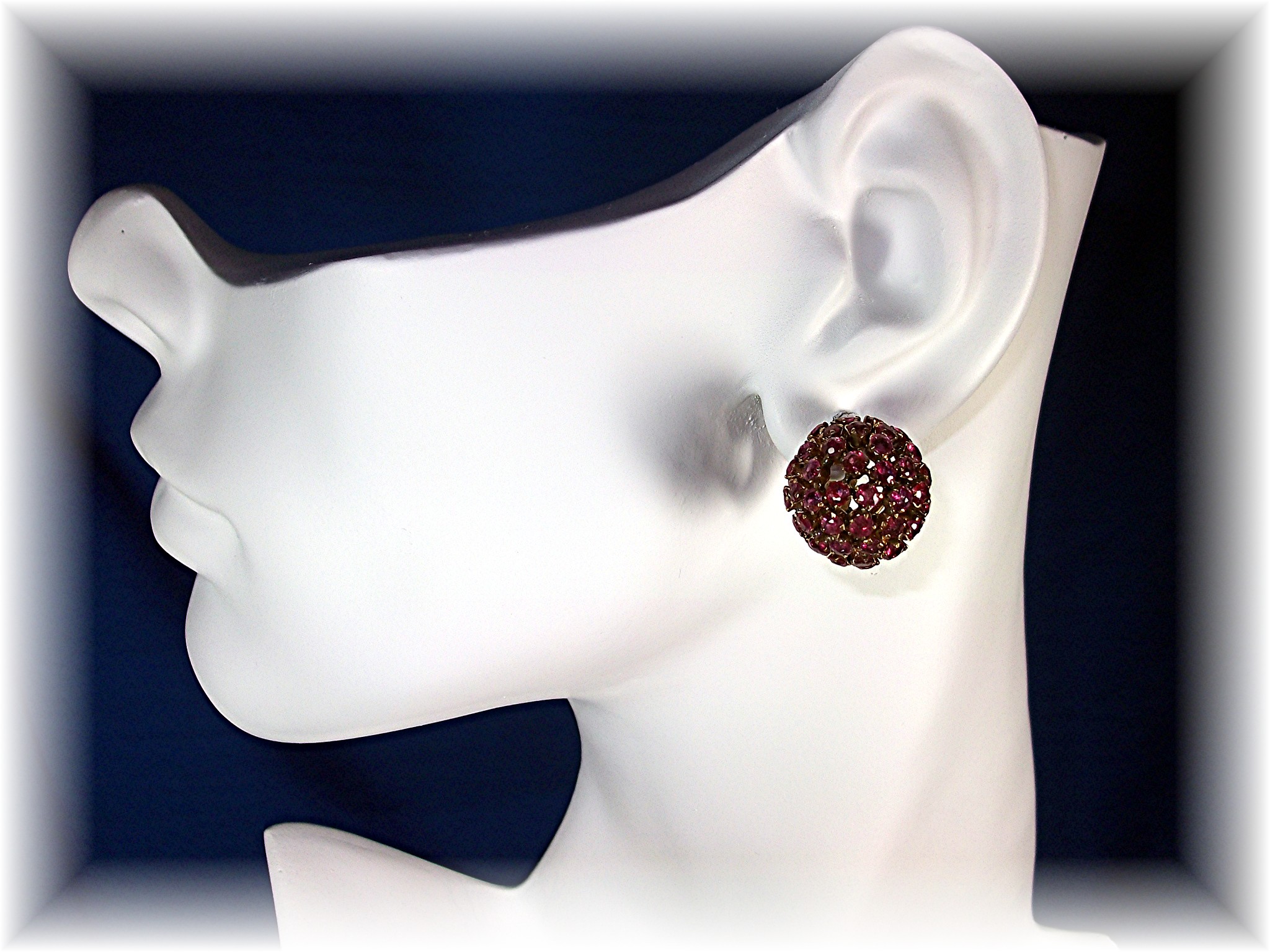 Earrings 14K Yellow Gold Gold  & RUBY Clip On