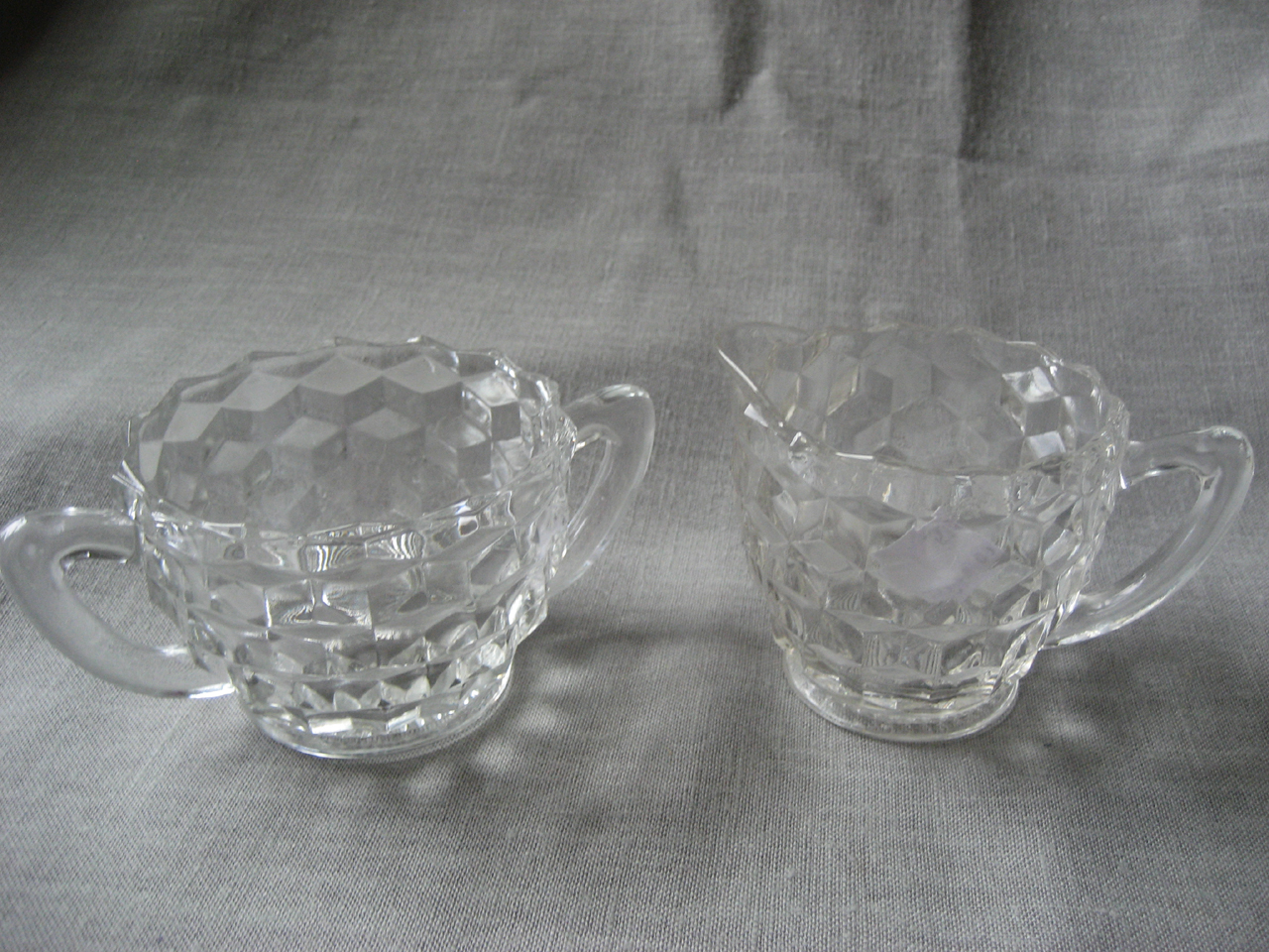 Jeanette Glass Cube Cream & Sugar