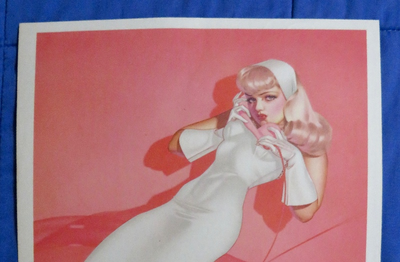 Original 1945 Sexy Pin Up Girl In White Dress While Talking On The Telephone By George Petty