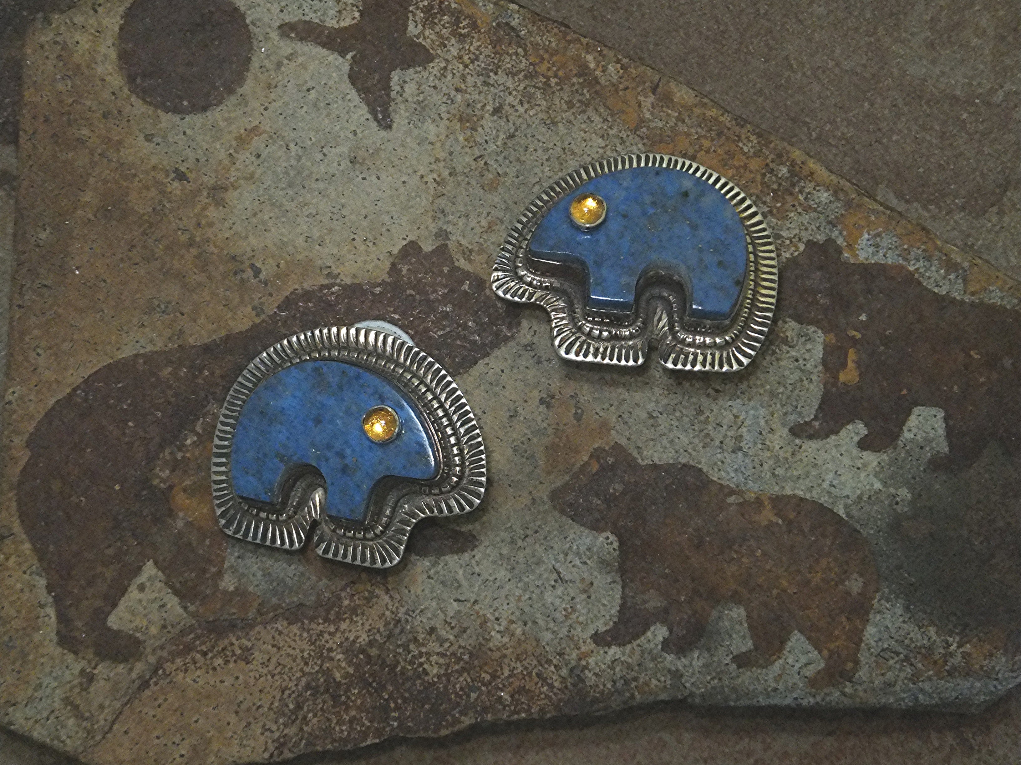 David Troutman Denhim Lapis Amber Sterling Silver Clips